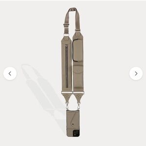 Bandolier utility crossbody with iPhone 13 Pro Max case greige/ silver